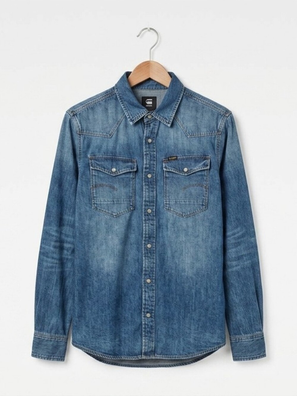 G-Star RAW Men's Blue Long Sleeve Western Denim Shirt Size XXL